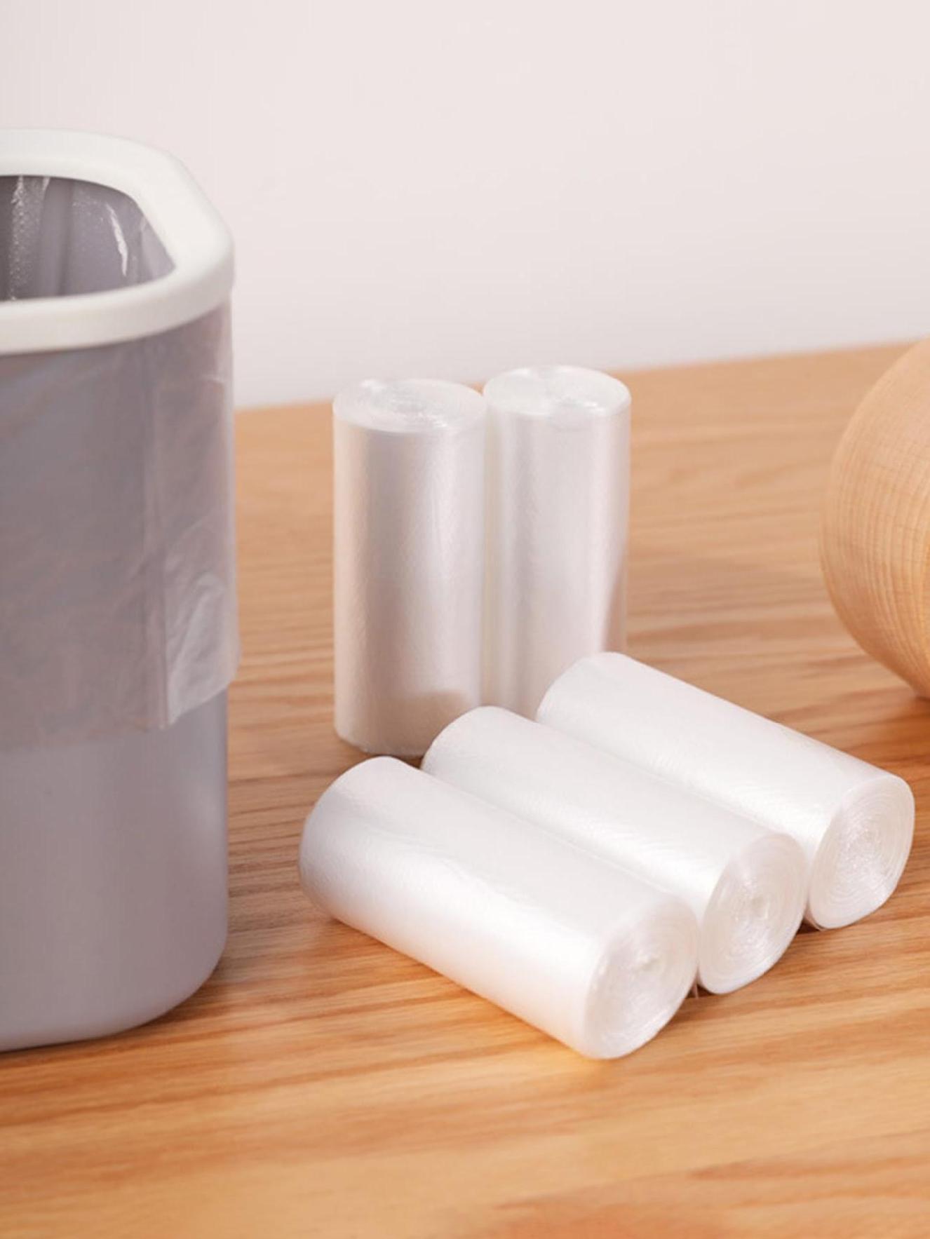 1roll Solid Mini Desktop Trash Bag White