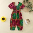 thumbnail image 5 of Toddler Kids Casual Jumpsuit Toddler Kids Girls African Traditional Style Short Sleeve Ruffles Romper Jumpsuit Ankara Playsuit Harem Pants Outfits 1-6 Years, 5 of 9