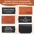 thumbnail image 4 of 4-piece set 4 scents car wooden fragrance set, wooden scent car odor eliminator, for sun visor clip car fragrance diffuser, includes amber pine cypress fragrance refills, clip included, 4 of 5