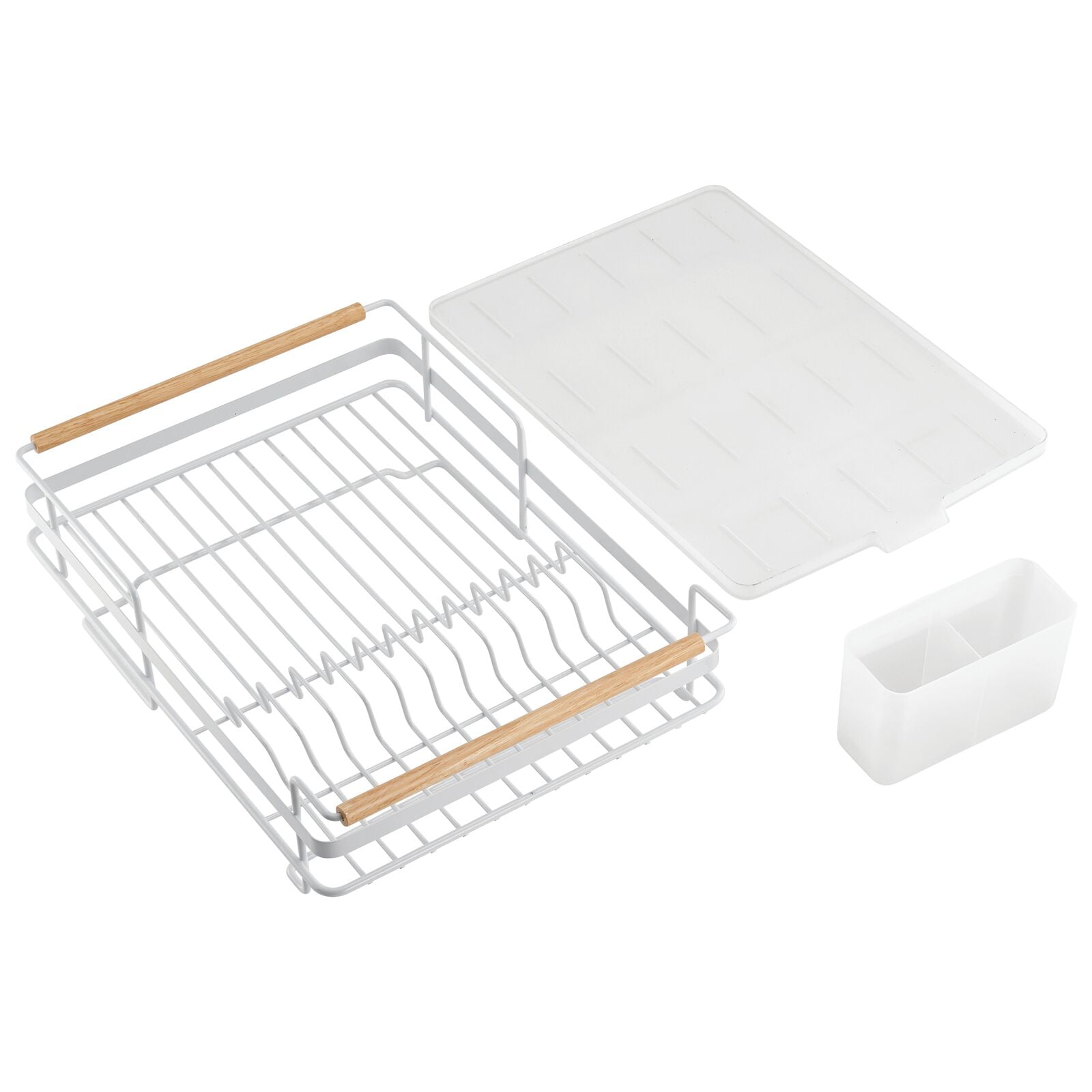 Mdesign Metal Drainboard - Plastic Cutlery Tray/wood Handles, Matte  Satin/frost : Target