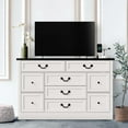thumbnail image 6 of Yeshouse 54" Farmhouse 9 Drawer Dresser with Power Outlets & USB, Wide Vintage Wood Chest, Roman Metal Handles, TV Stand & Storage Organizer for Bedroom, Living Room, Entryway, Apartment, 6 of 7