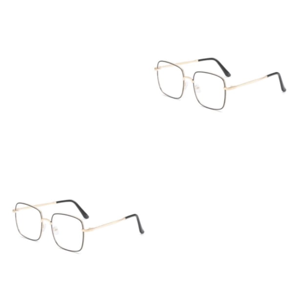 Guardurnaity Gafas para miopía con lentes antiazules, gafas cuadradas, gafas graduadas para hombre, suministros de oficina, grado negro Marco de oro negro miopía de 300 grados 2piezas
