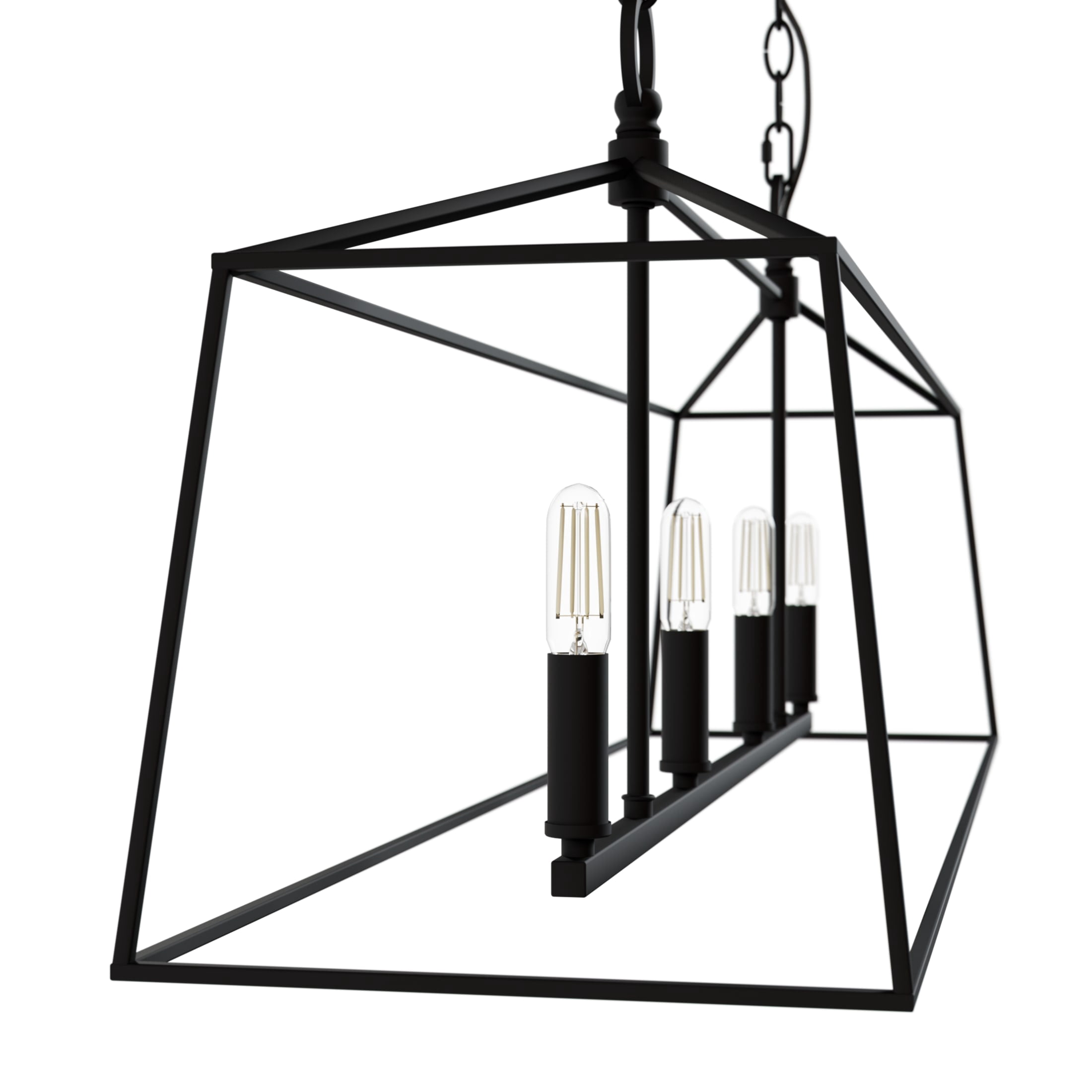 Hunter - Fair Oaks 4-light Matte Black, Extra Large Chandelier, Dimmable, Formal Style, Linear Shaped, for Bedrooms, Dining, Living Rooms - 13099