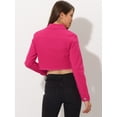 thumbnail image 4 of Chaqueta vaquera para mujer Chaqueta vaquera recortada lavada con botones deshilachados Fucsia XS, 4 of 6