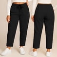 thumbnail image 2 of Women's Flowy Wide Leg Pants Casual Beach Pants High Waisted Drawstring Palazzo Trousers with Pockets, 2 of 8
