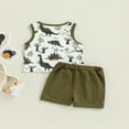 thumbnail image 3 of CNKOO Boy Summer Sets Dinosaur Print Sleeveless  Neck Tops Shorts, 3 of 6