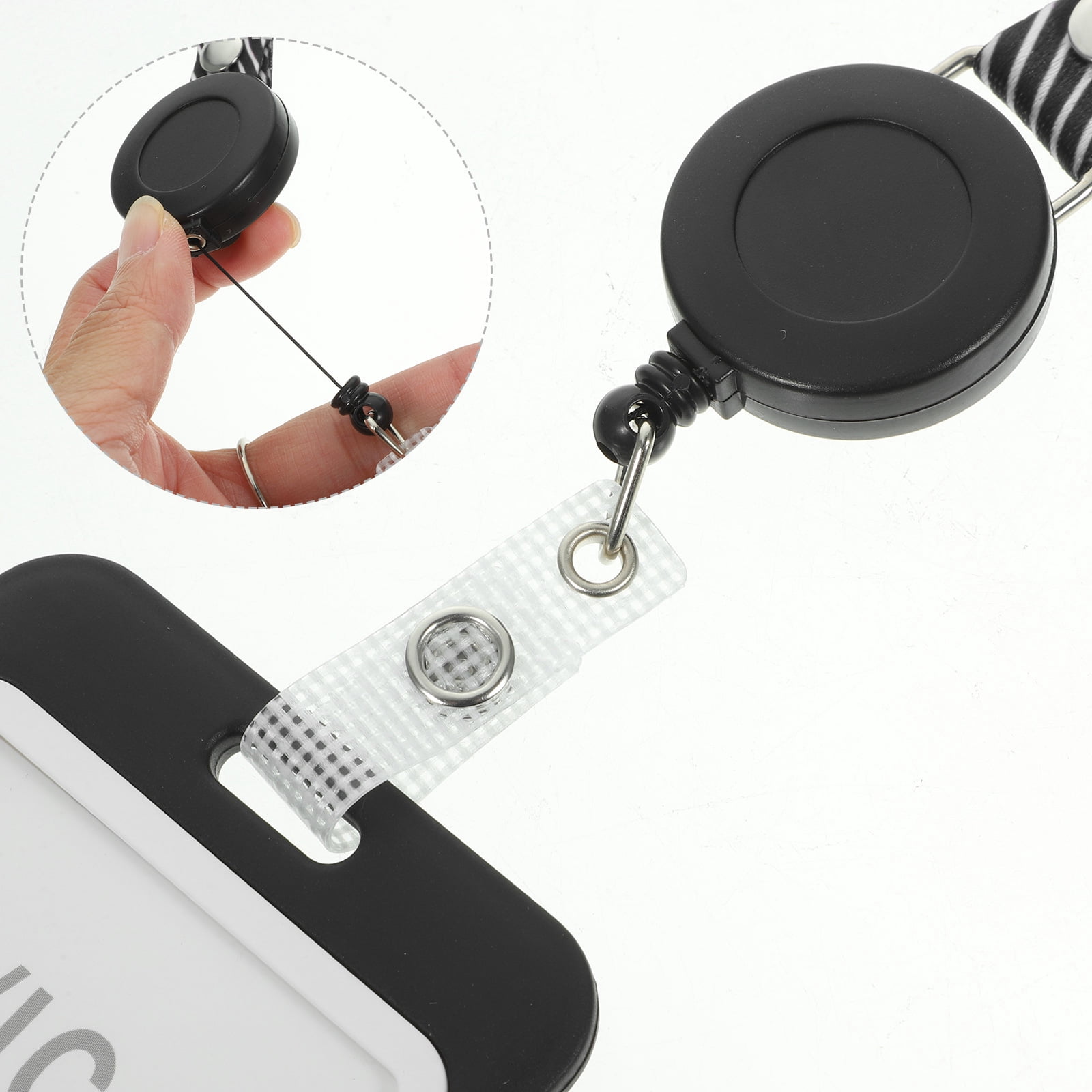 HEANUJJ 10 Sets Clear Reusable Badge Holder Sleeves with Black Lanyards for Staff ID, Library Cards, and Office Use