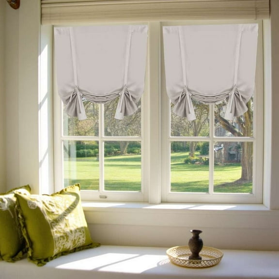 Turquoize Blackout Tie Up Kitchen Curtains Thermal Insulated for Bedroom, Rod Pocket 2 Panels(42" x 63",Stone)