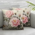 thumbnail image 3 of Heduofu Pink Rose Floral Pillow Covers Watercolor Vintage Flower Leaf Bee Print Throw Pillows Modern Art Farmhouse Square Cotton Cushion Case Decor for Sofa Couch Bed White, 3 of 5