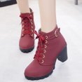 thumbnail image 4 of Tawop Winter Boots For Women Waterproof Snow, Boots Retro Thick Heel High Heel Shoes Boots Plus Size Lace Up Boots Boots Tall Boots, 4 of 6
