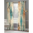 thumbnail image 3 of Orange Teal Red Sheer Curtains 84 Inch Length 2 Panels Set, Boho Modern Abstract Splashing Art Voile Window Treatment Rod Pocket Curtains Sheers Drapes for Bedroom/Living Room/Kitchen 52"x84"x2, 3 of 7