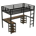 thumbnail image 5 of Loft Bed with Desk, Twin XL Metal Bed Frame, Bunk Bed with L Shaped Desk, Bookshelf, Guardrails, Ladder, 250 Lbs Capacity, Black for Teen Bedroom College Dorm, 5 of 11
