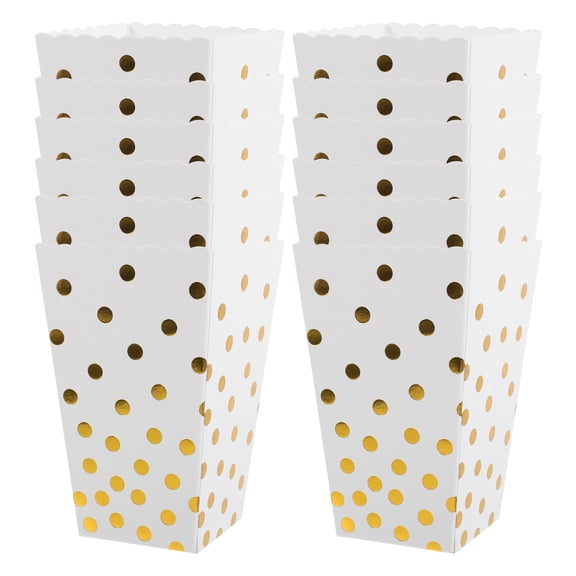 UNOMOR White Paper Popcorn Boxes for Storage Suitable for Parties and Movie Night with Patterns 12pcs