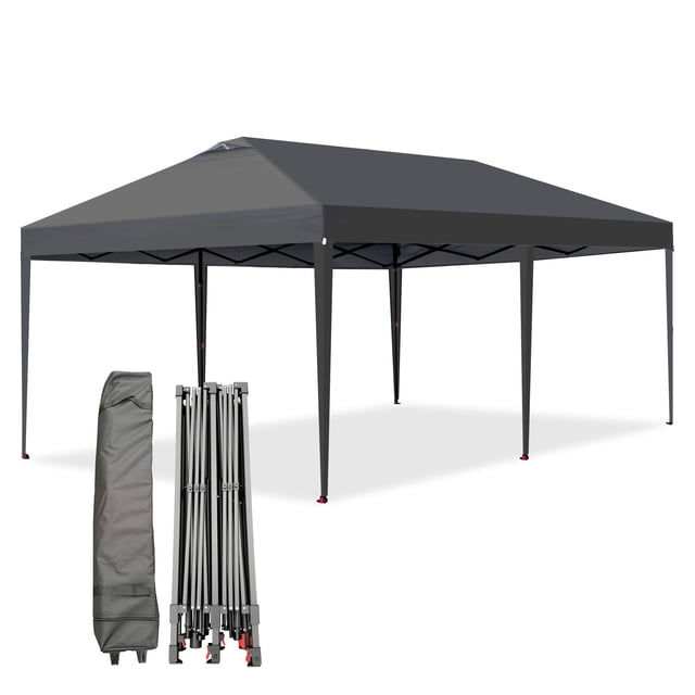 QinaQin Carpa pop up de 10x20 pies de uso rudo con armado one push, ventilación, protección UV y bolsa con ruedas, ideal para eventos