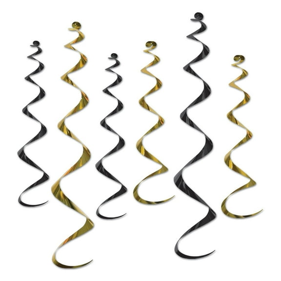Beistle Assorted Black and Gold Twirly Whirly Decorations (Case of 36)