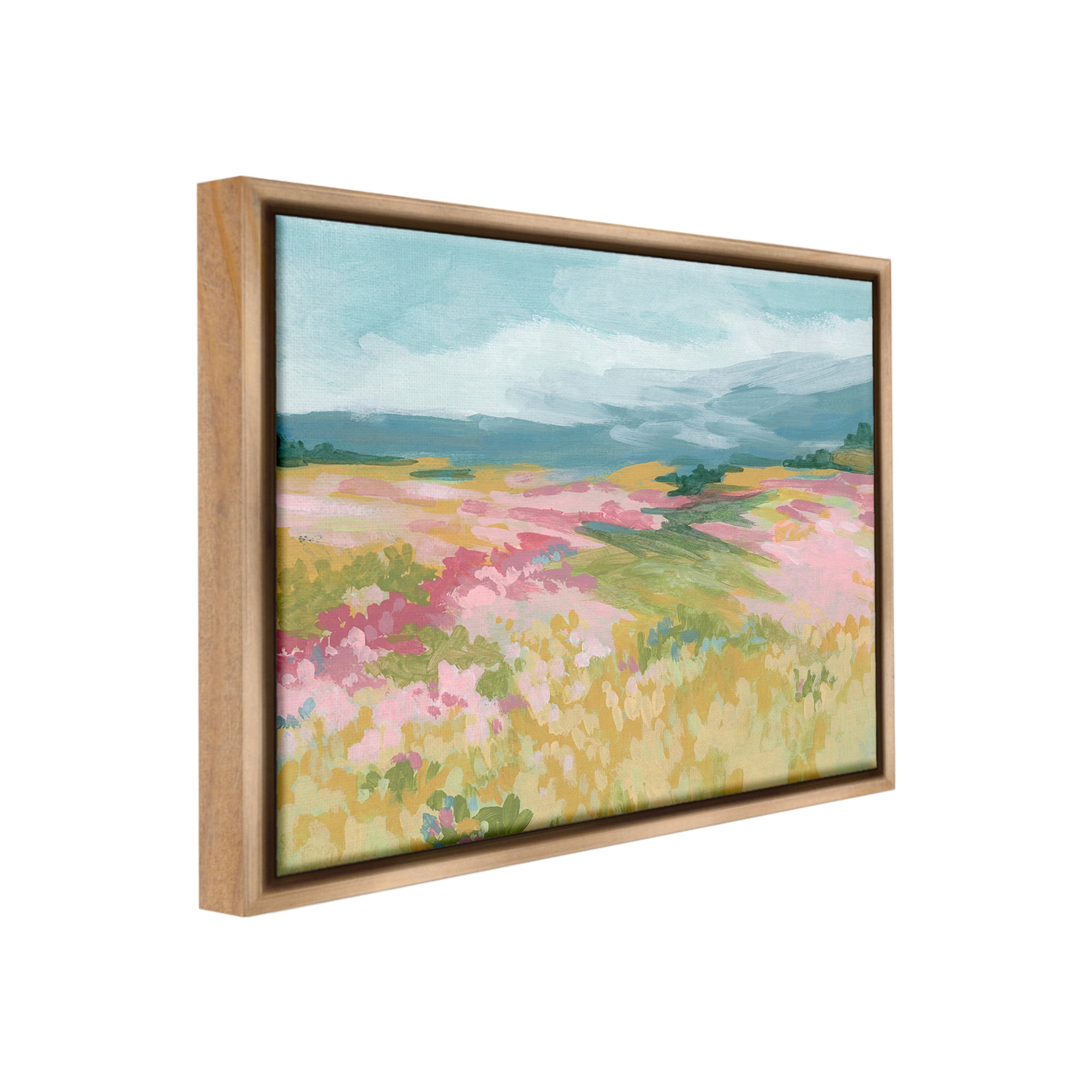 Stupell Industries Abstract Mountain Hills Landscape Painting Brown Floater Framed Canvas Art Print Wall Art, 31 x 25