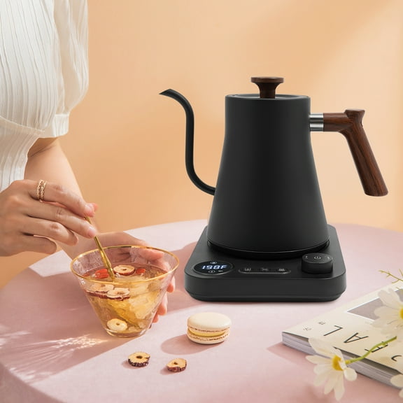 Electric Gooseneck Kettle, 0.9L 1200W 304 Stainless Steel, ±1°F Precise Temp Control (104-212°F), 24H Keep Warm, Ideal for Coffee/Tea Brewing, Home & Coffee Shops