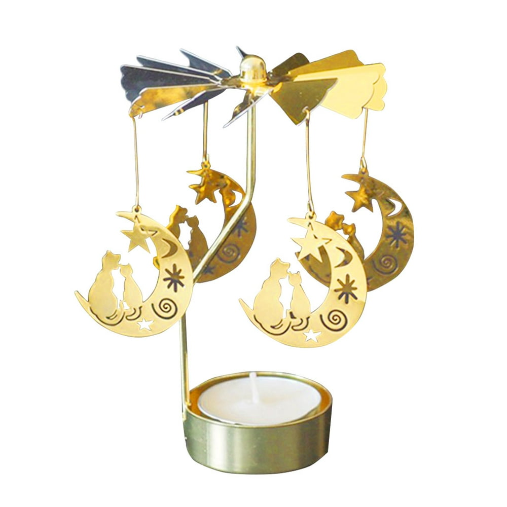 Worallymy Rotating Spinning Candle Holder Wedding Party Christmas Home