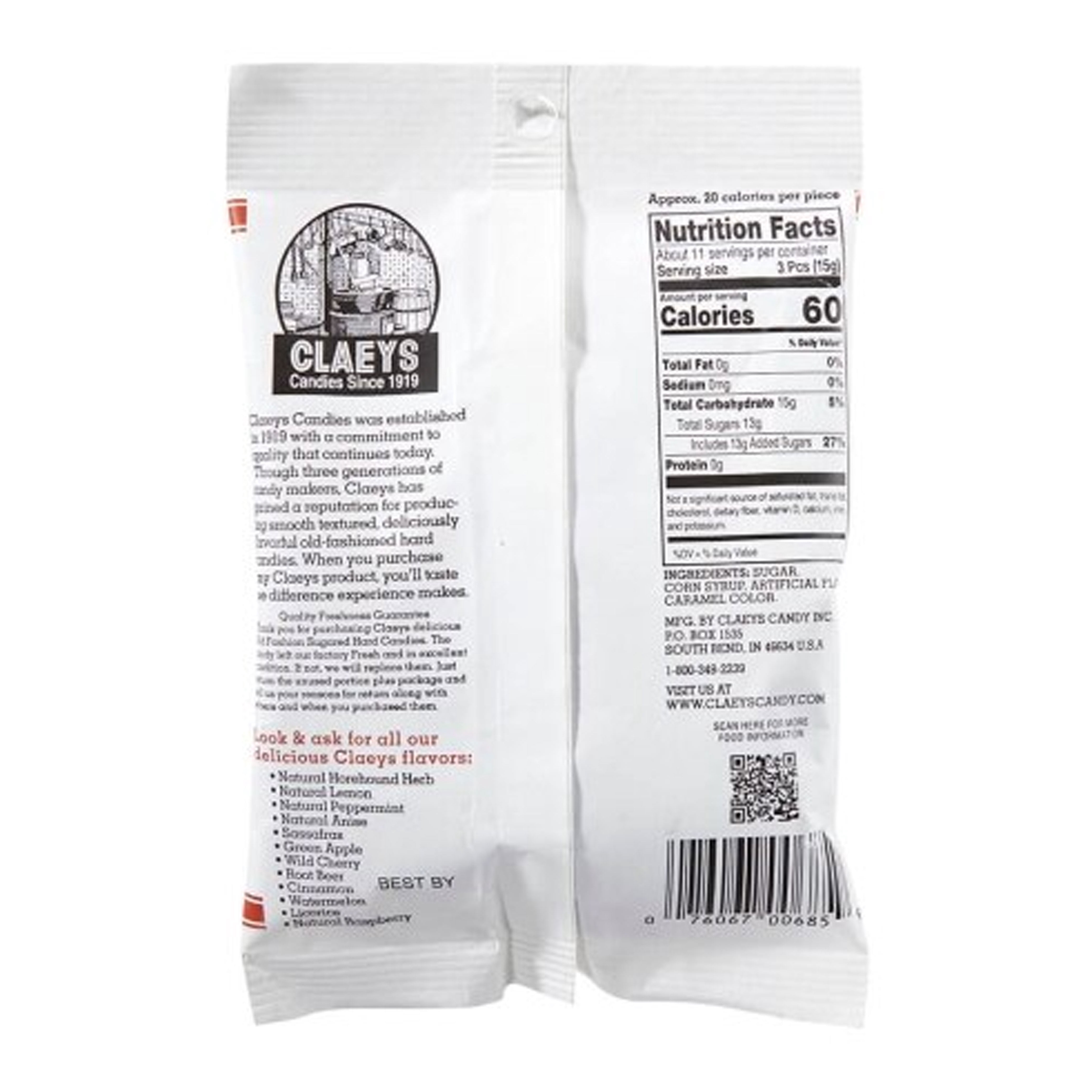 (6 pack) 2 Bags Claeys Root Beer Sanded Candy Drops Hard Candies Natural Gluten Free 6oz