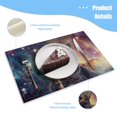 thumbnail image 3 of BaHomeck placemats Set of 4 rectangle Linen Cotton Placemats for Dining Table Washable Heat Resistant,18*12inch,Cat Joyfully Eating Ice Cream Cone In Space, 3 of 4