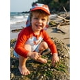thumbnail image 5 of BemeyourBBs 2pcs Toddler Baby Boys One Pieces Swimsuit with Sun Hat Infant Boy Bathing Suit Long Sleeve Starfish Lobster Print Upper Zipper Rash Guard Swimwear Summer Beachwear, 5 of 9