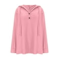 thumbnail image 3 of Enjoytime Hoodies for Women Solid Color Long Sleeve Button Down Sweatshirt Lightweight Casual Trendy Pullover Sweatshirts Hot Pink S, 3 of 7