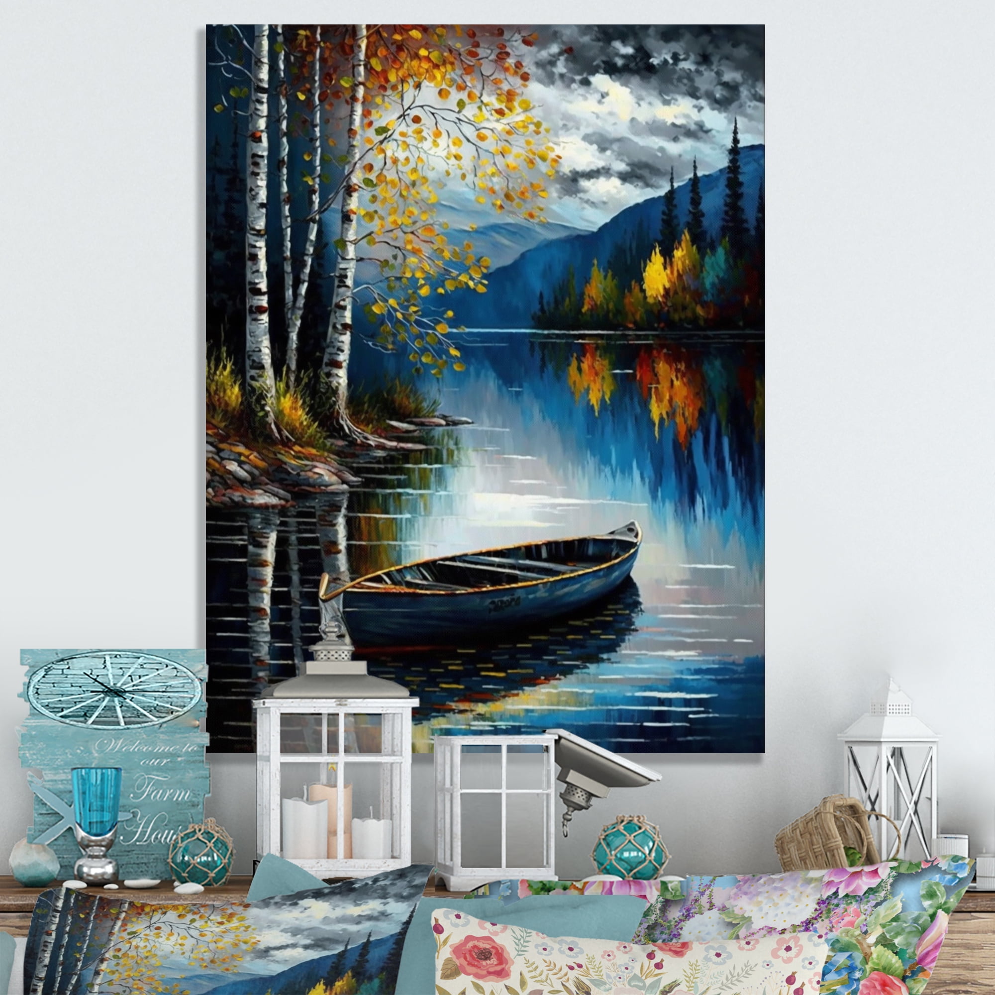 Designart Lake House Scenery In Summer II Canvas Wall Art