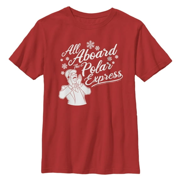 Boy's Polar Express All Aboard Quote  Graphic T-Shirt