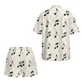 thumbnail image 5 of Xoenoiee Music Note Plaid Print Womens 2 Piece Outfits Summer Open Front Cardigan Cover Up and Shorts Set Comfy Half Sleeve Kimono Swim Cover Up, S, 5 of 7
