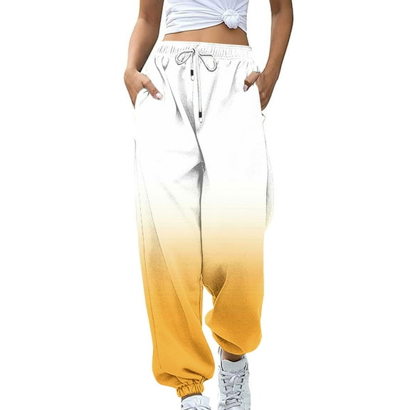 Lmnyox Women's Sweatpants Loose Cinch Bottom Colorful Jogger Pants High Waist Drawstring Athletic Pants with Pocket