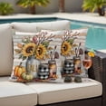 thumbnail image 4 of Fall Sunflower Outdoor Waterproof Pillow Covers, Thanksgiving Pumpkin Botanical Leaf Wooden Decorative Square Throw Pillowcase Sofa Cushion Sham for Patio/Couch/Chair, 20"x20" 2 Pack, 4 of 8