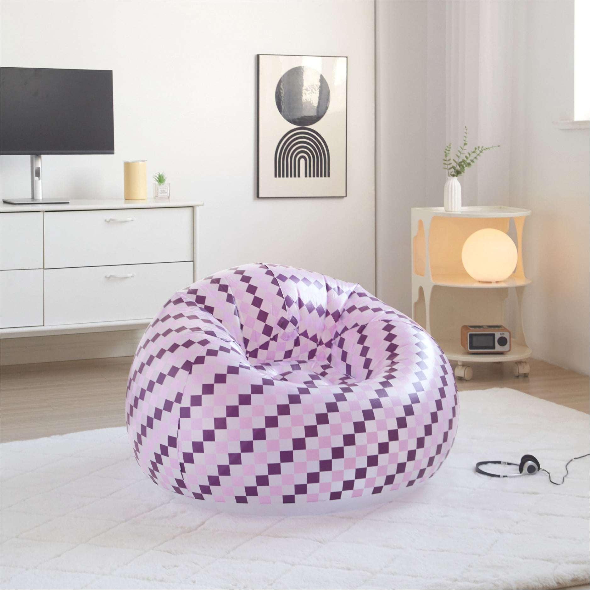 Urban Shop Inflatable Chair, Purple/White, Teen and Adults