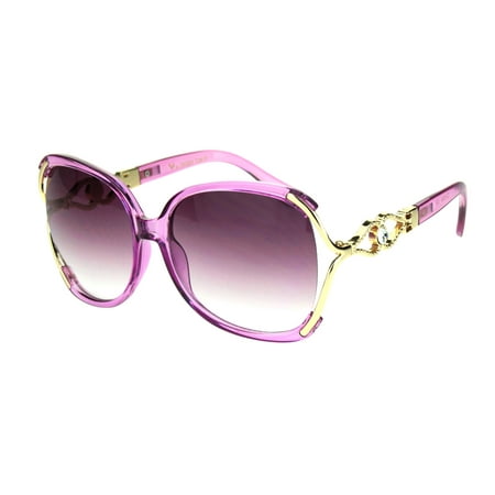 Womens Exposed Lens Butterfly Rhinestone Jewel Designer Sunglasses Pink Purple