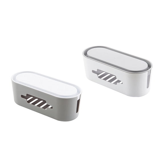 WRISTBIQUE Grey Cable Storage Box with Lid for Power Strip and Cord Management Household Wire Organizer