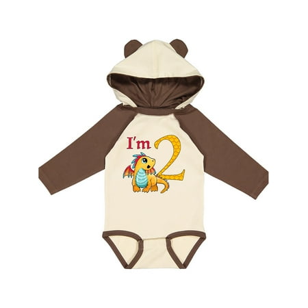 

Inktastic Gold and Red Baby Dragon Second Birthday Gift Baby Boy or Baby Girl Long Sleeve Bodysuit