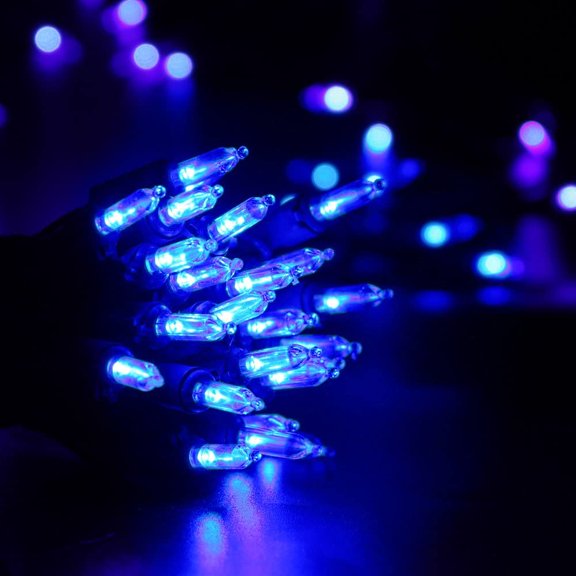 YUYAN-Blue Christmas Lights, 33ft 100 LED Christmas String Lights, 120V UL Certified Plug-in Xmas Tree Light Connectable Mini Xmas Light Waterproof for Home Party Wedding Indoor Outdoor Decorations