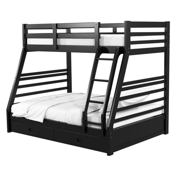 Furniture of America Tomi Wood Twin over Full Storage Bunk Bed in Black