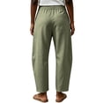 thumbnail image 6 of Tqcoqu Women's Wide Leg Casual Pants with Pockets,Linen Blend Elastic Drawstring Waist Cropped Loose Pants,Army Green Women's S-XXL, 6 of 10