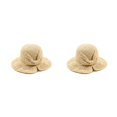 thumbnail image 1 of Sombrero de paja Qarigey de verano Con Bowknot de ala ancha color Caqui, 1 of 6