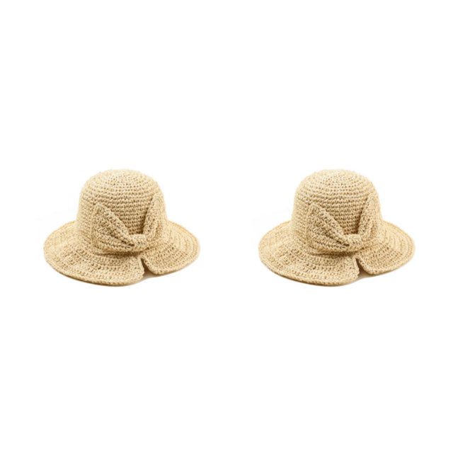 Sombrero de paja Qarigey de verano Con Bowknot de ala ancha color Caqui