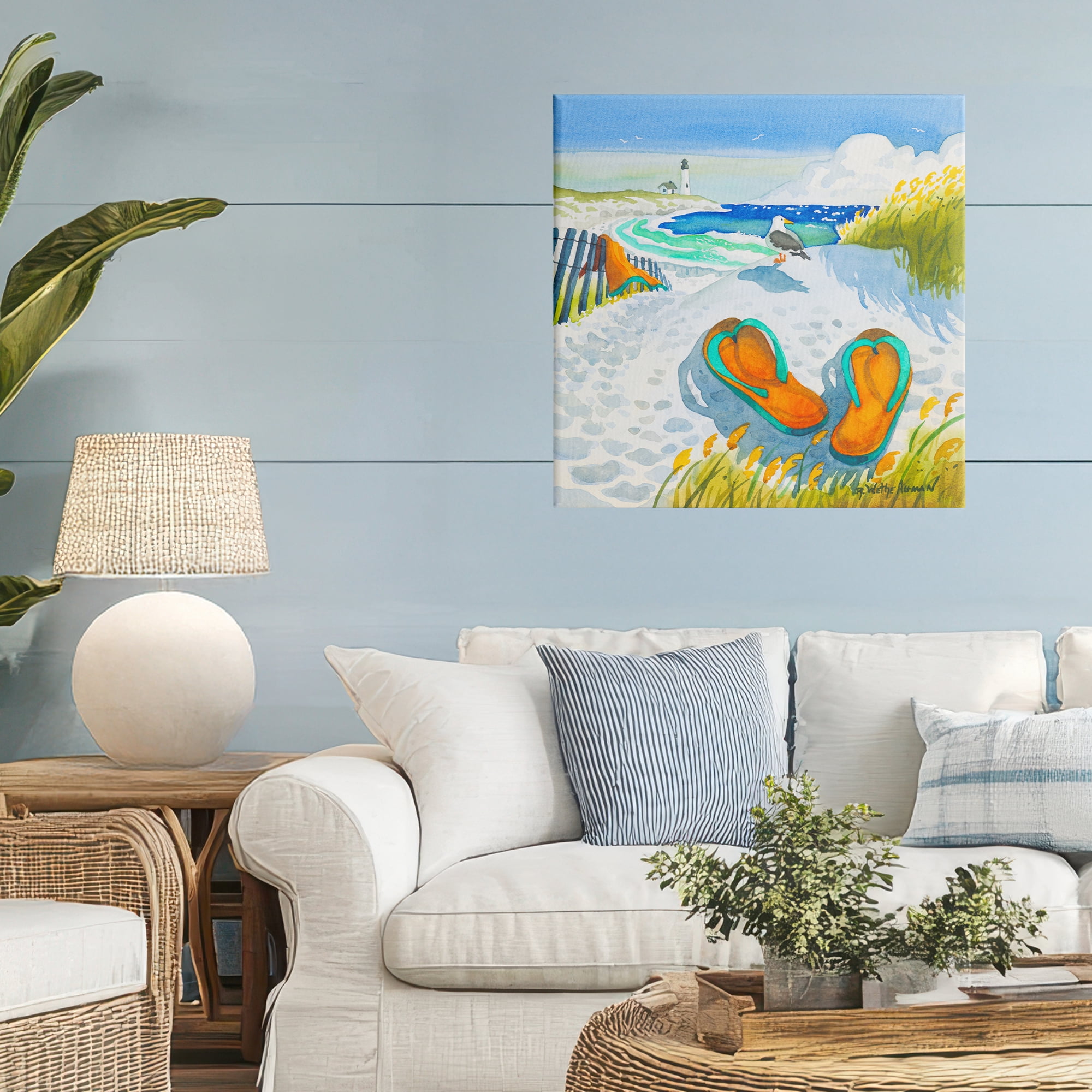 Stupell Industries Seagull & Flip Flops Canvas Wall Art, design by Robin Altman