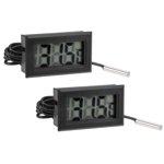 Unique Bargains -50 to 110 Degree 10K Digital Thermometer with 16ft NTC Temperature Sensor Probe 2 Pack