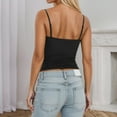 thumbnail image 6 of Wang6 Women Spaghetti Strap Cropped Camisole Trendy Sleeveless Cami Undershirts Square Neck Summer Tops Tees Black XL, 6 of 6