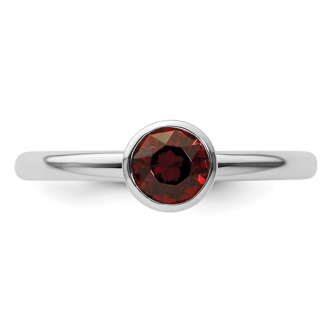 925 Sterling Silver Bezel Polished Stackable High 5mm June Crystal Ring Size 9 Stackable Ring for Women
