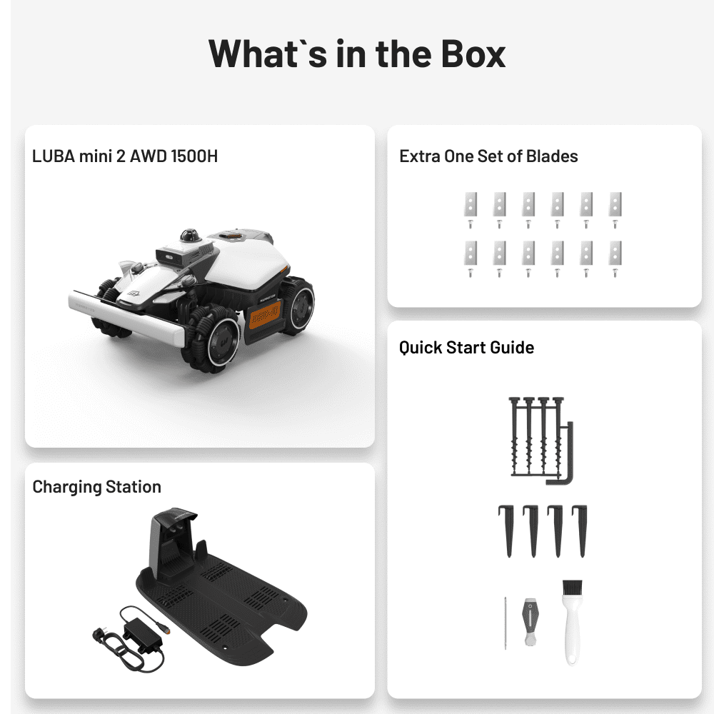 Mammotion LUBA mini 2 AWD 1500H Robot Lawn Mower, 0.37Acres,360° LiDAR+Dual-Cam AI Vision, 80% Slopes,2.2-4.0 in Cutting Height