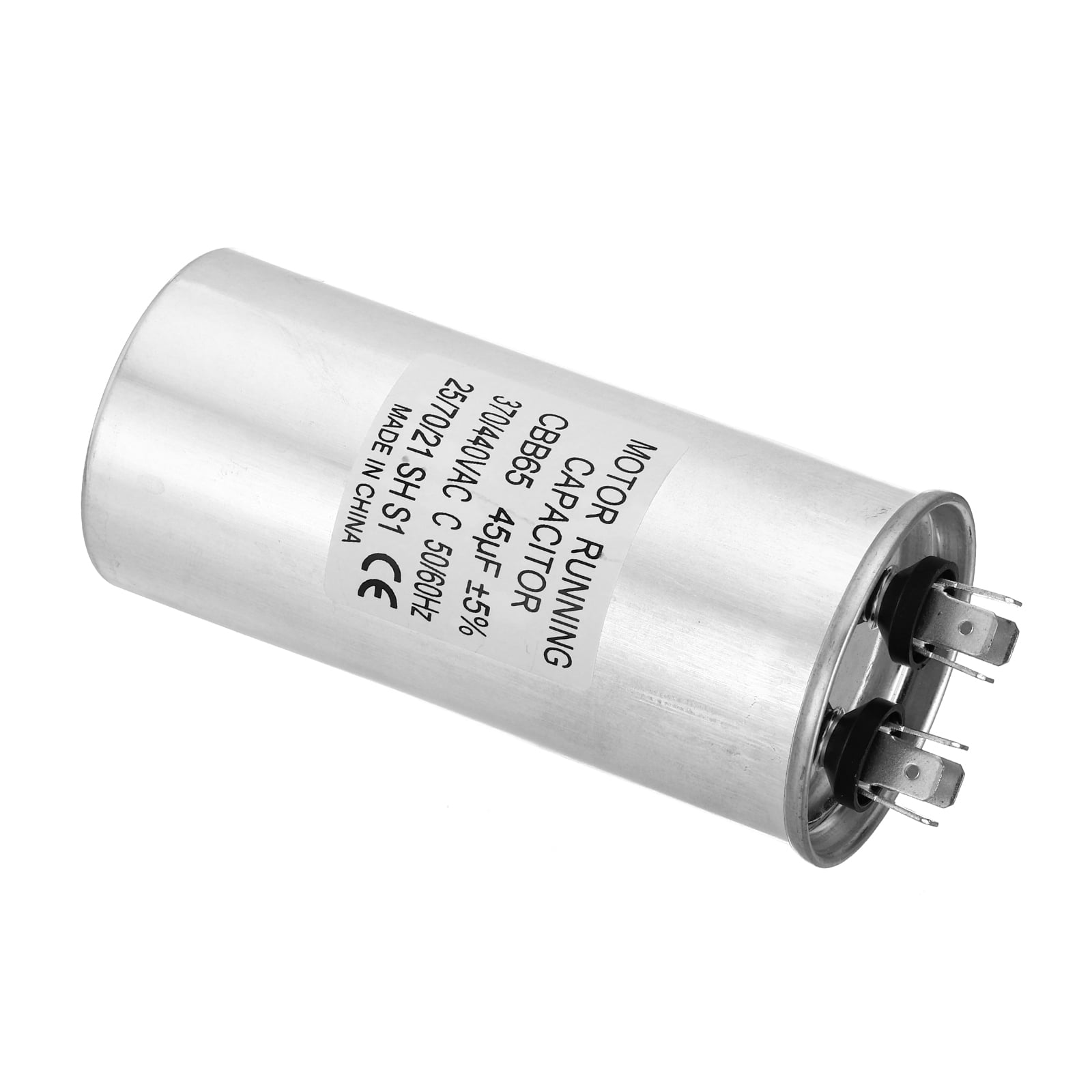 CBB65 45uf Run Capacitor, 45mfd AC 370/440V Aluminum Case with 2 Terminal for Air Conditioner