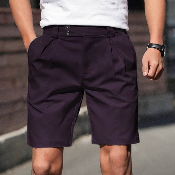 LEKWK Plus size Mens Dress Shorts Pleated Front Button Fly Business Golf Shorts Belt Loops Regular Fit Shorts Casual Summer Office formal Work Wear Bottoms