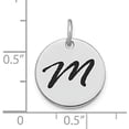 thumbnail image 2 of 14kw White Gold Polished Black Enamel Letter M Initial Disk Charm - 15.24mm, 2 of 4