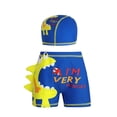 thumbnail image 2 of Bañador corto deportivo infantil con cintura elástica estampada y parte delantera plana, incluye gorro de natación a juego. Bañador de poliéster para niño., 2 of 6