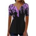 thumbnail image 2 of Aloohaidyvio Tops for Women,Women Fashion Casual Printing Shirts Short Sleeve Loose Tee Tops Tunic Blouse, 2 of 3